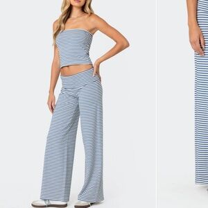 Edikted striped fold over pant